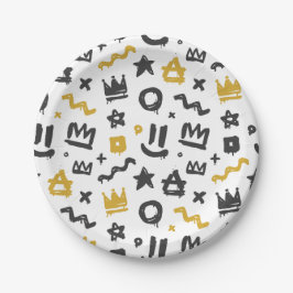 Graffiti Hip Hop Labels Black en Gold Rap Doodles Papieren Bordje