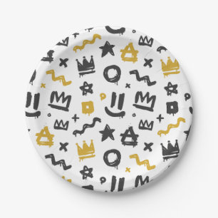 Graffiti Hip Hop Labels Black en Gold Rap Doodles Papieren Bordje