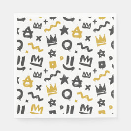 Graffiti Hip Hop Labels Black en Gold Rap Doodles Servet