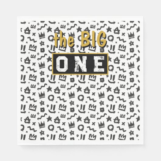 Graffiti Hip Hop Labels Black en Gold Rap Doodles  Servet (Voorkant)