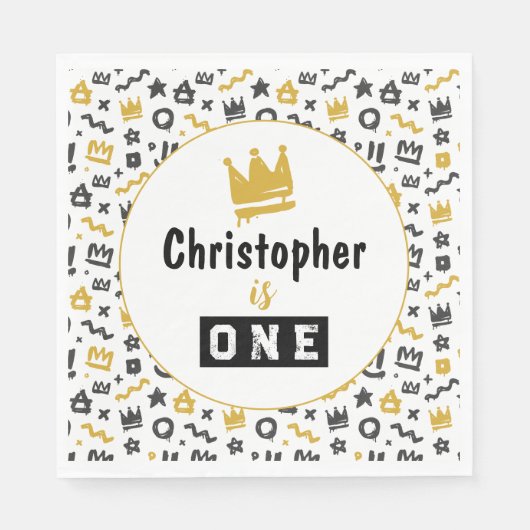 Graffiti Hip Hop Labels Black en Gold Rap Doodles  Servet (Voorkant)