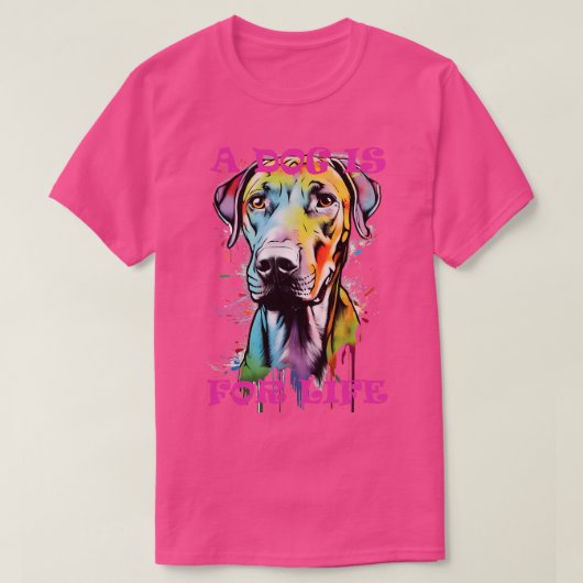 Graffiti Hondenportret Een hond is voor het leven T-shirt (Design voorkant)
