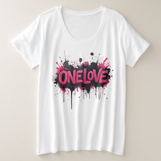 Graffiti Hot Pink "ONELOVE" Grote Maat T-shirt (Design voorkant)