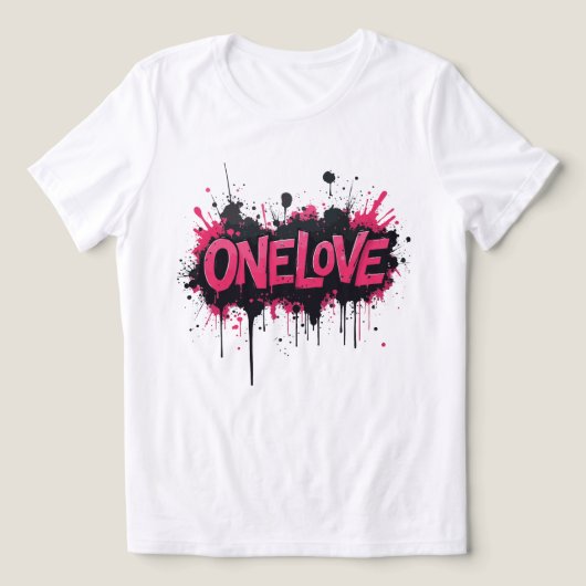 Graffiti Hot Pink "ONELOVE" Tri-Blend Shirt (Design voorkant)