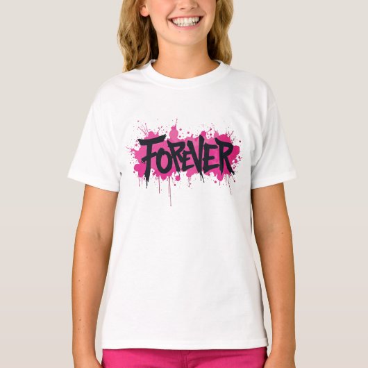Graffiti Hot Pink "VOOR ALTIJD" T-shirt (Voorkant)