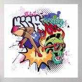 Graffiti illustration with street graffiti letters poster (Voorkant)