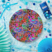 Graffiti in blauwe, groene en rode tinten papieren bordje (Feest)