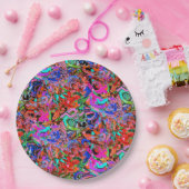 Graffiti in blauwe, groene en rode tinten papieren bordje (Feest)