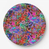 Graffiti in blauwe, groene en rode tinten papieren bordje (Voorkant)