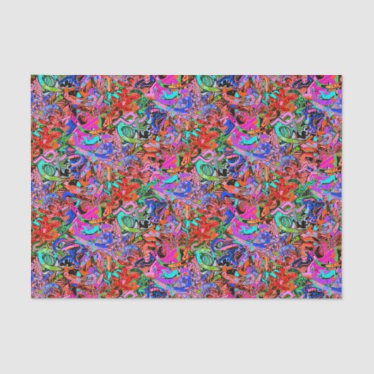 Graffiti in blauwe, rode, groene en paarse tinten tissuepapier (Voorkant)