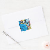 graffiti in een stenen muur vierkante sticker (Envelop)