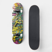 Graffiti in magenta en geel persoonlijk skateboard (Voorkant)