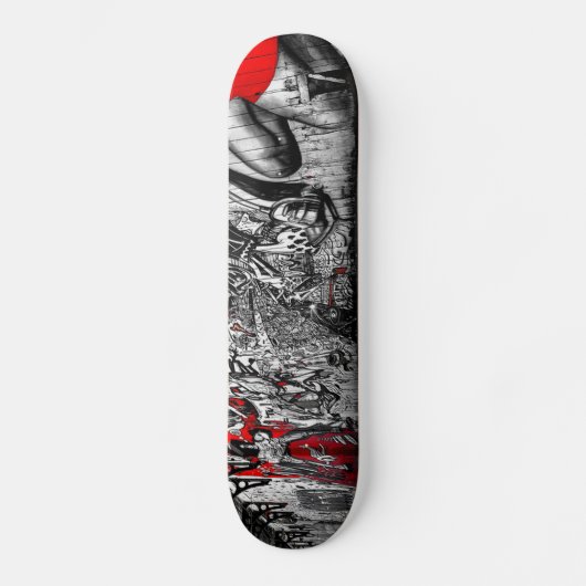 Graffiti in Red, Black en White Street Persoonlijk Skateboard (Voorkant)