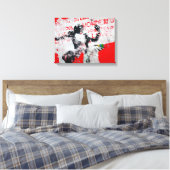 Graffiti in rode en witte vaten met Afrikaanse pot Canvas Afdruk (Insitu (Slaapkamer))