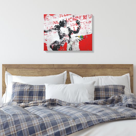 Graffiti in rode en witte vaten met Afrikaanse pot Canvas Afdruk (Insitu (Slaapkamer))