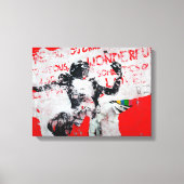 Graffiti in rode en witte vaten met Afrikaanse pot Canvas Afdruk (Voorkant)