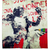 Graffiti in rode en witte vaten met Afrikaanse pot Douchegordijn (Voorkant)