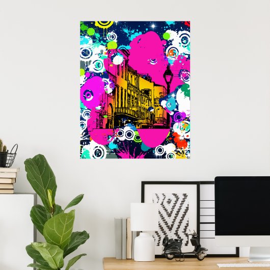 graffiti in stad verfsplaat kleurig ontwerp poster (Thuiskantoor)