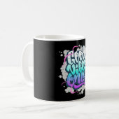 Graffiti inscriptie goede vibes koffiemok (Voorkant links)