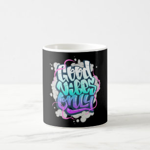 Graffiti inscriptie goede vibes koffiemok