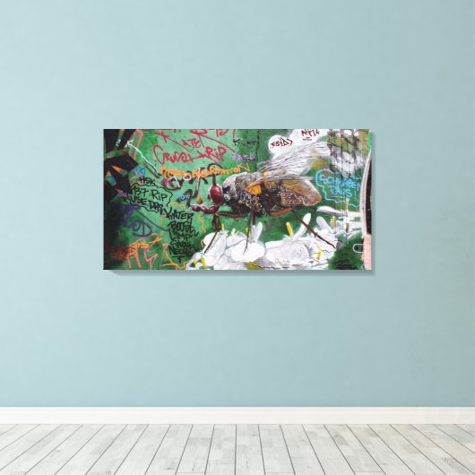 Graffiti insect - Canvas Afdruk (Insitu (Houten vloer))