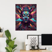 Graffiti inspired Modern Art | Meditating Buddha Poster (Thuiskantoor)