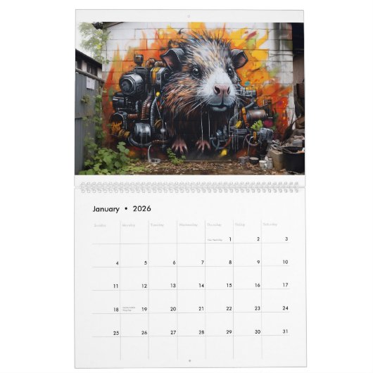 Graffiti-kalender voor cavia's kalender (Jan 2026)