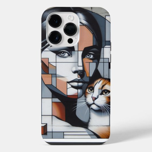 Graffiti Kat Dame iPhone Hoesje (Achterkant)