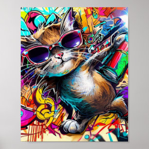 Graffiti Kat: Spray geschilderde kat: taby street Poster