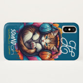 Graffiti Kat Vibe Hoesje - Bruin Tabby (Achterkant (horizontaal))