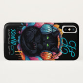 Graffiti Kat Vibe Hoesje - Zwart (Achterkant (horizontaal))
