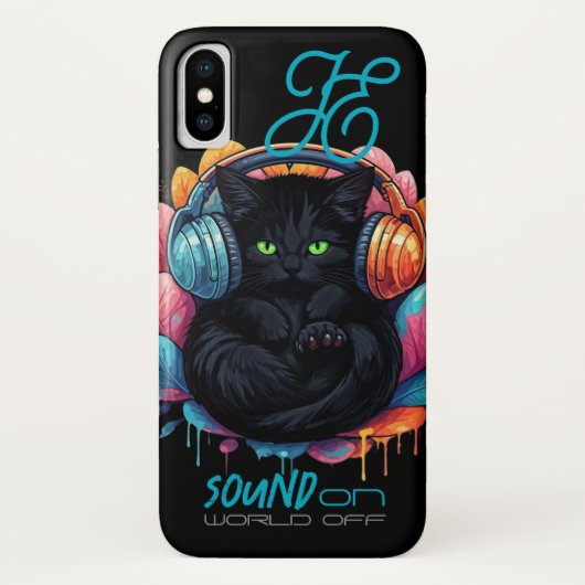 Graffiti Kat Vibe Hoesje - Zwart (Achterkant)