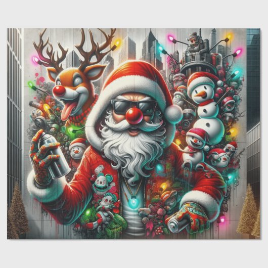 Graffiti Kerst Cadeaupapier (Vlak)