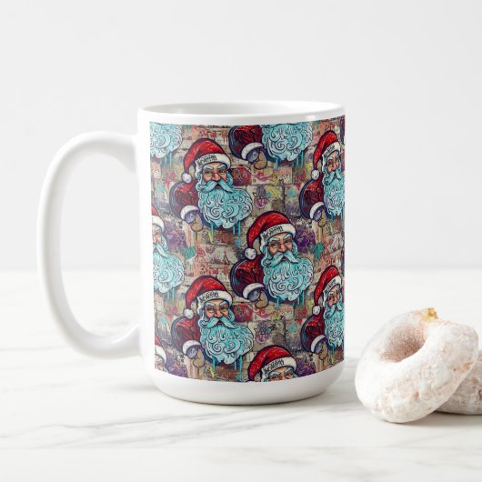 Graffiti Kerstman Koffiemok (Met donut)