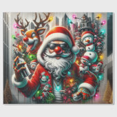 Graffiti Kerstmis Cadeaupapier (Vlak)