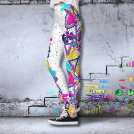 Graffiti kleurig patroon | Actieve sport yoga Leggings