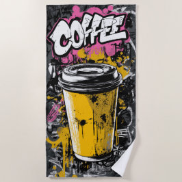 Graffiti koffiekopje illustratie van stadsstraatar strandlaken