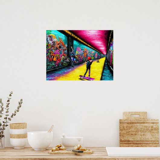 Graffiti komend uit levend Poster (Keuken)