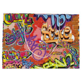 Graffiti krabbelde, krabde of besproeide bakstenen groot cadeauzakje (Achterkant)