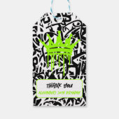 Graffiti Kroon Groen Oranje Bedankt Verjaardag Cadeaulabel (Achterkant)