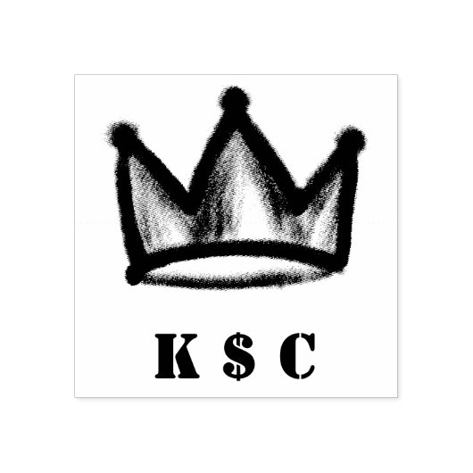 Graffiti-kroon met initialen rubberstempel (Afrduk)