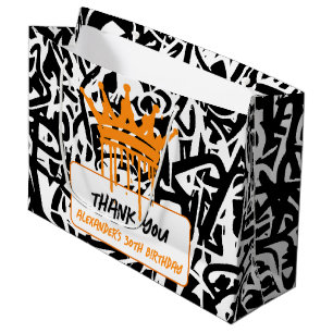 Graffiti Kroon Oranje Zwart Verjaardag Bedankt Groot Cadeauzakje