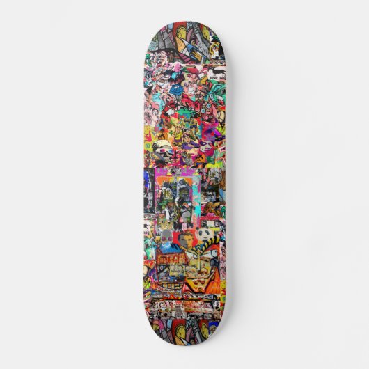 Graffiti kunst aan de muur collage persoonlijk skateboard (Voorkant)