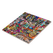 Graffiti kunst aan de muur collage tegeltje (Zijkant)