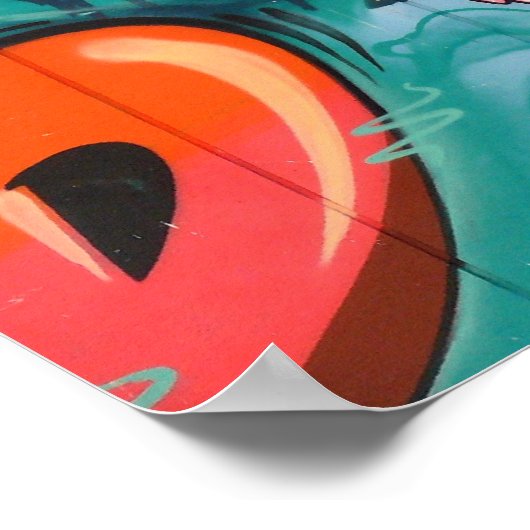 Graffiti-kunst: "De vogel die met Fox rijdt" Poster (Hoek)