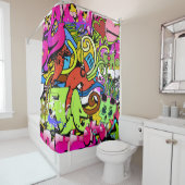 Graffiti Kunst: Hiphop stijl achtergrond Douchegordijn (In situ)
