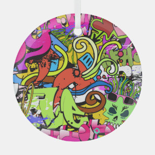 Graffiti Kunst: Hiphop stijl achtergrond Glas Ornament