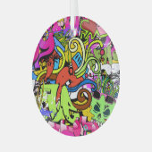 Graffiti Kunst: Hiphop stijl achtergrond Glas Ornament (Voorkant links)