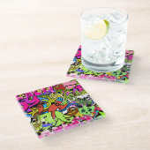 Graffiti Kunst: Hiphop stijl achtergrond Glazen Onderzetter (Schuin)