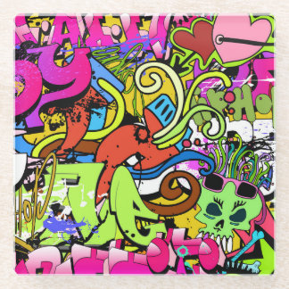 Graffiti Kunst: Hiphop stijl achtergrond Glazen Onderzetter